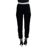 Dolce & Gabbana Black DG Logo Velvet Trouser Pants