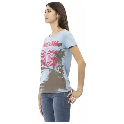 Trussardi Action Light Blue Cotton Women T-Shirt