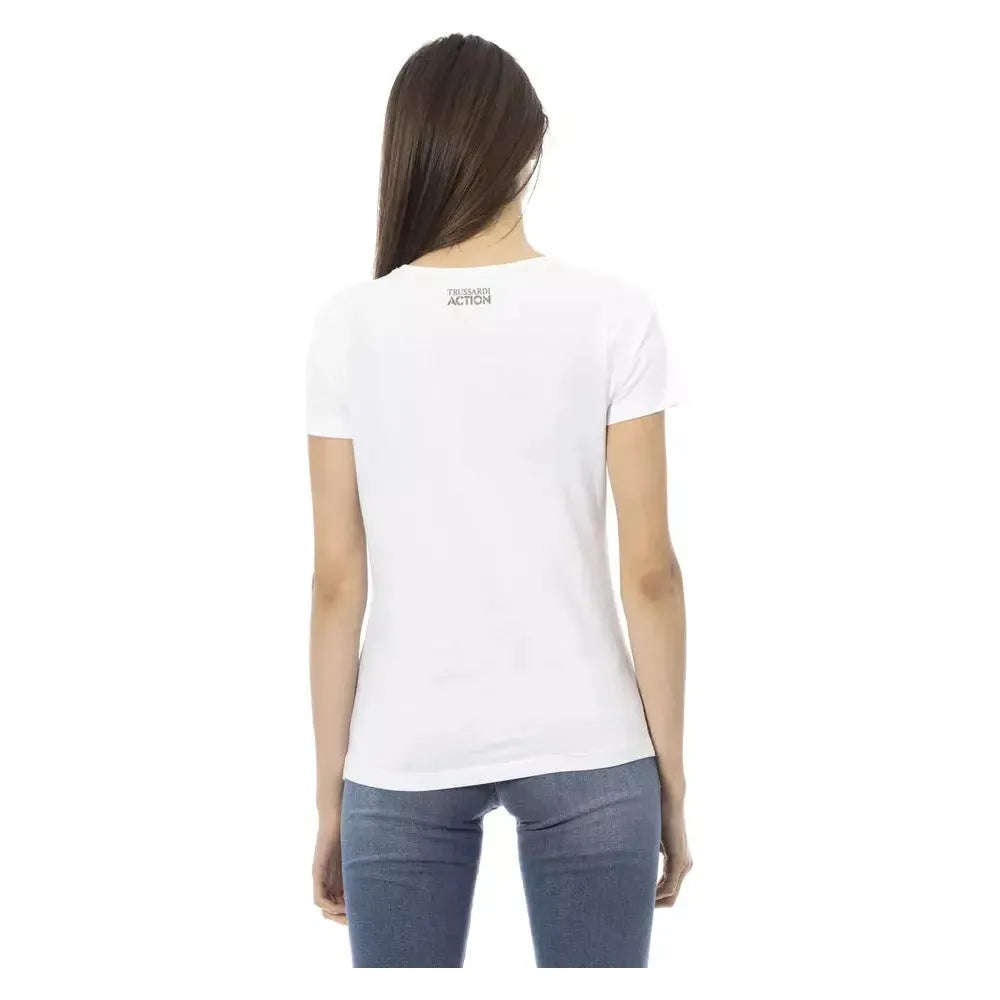 بلوزة نسائية من القطن باللون الأبيض من Trussardi Action