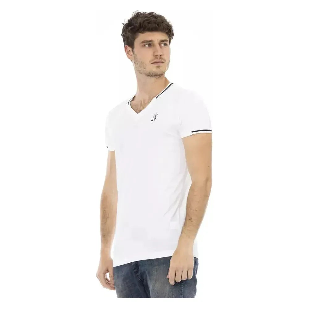 تي شيرت رجالي من القطن باللون الأبيض من Trussardi Action