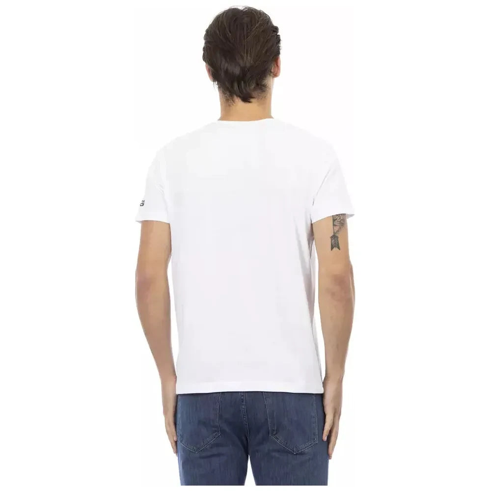 تي شيرت Trussardi Action الأنيق بفتحة رقبة على شكل حرف V وطبعة أمامية أنيقة