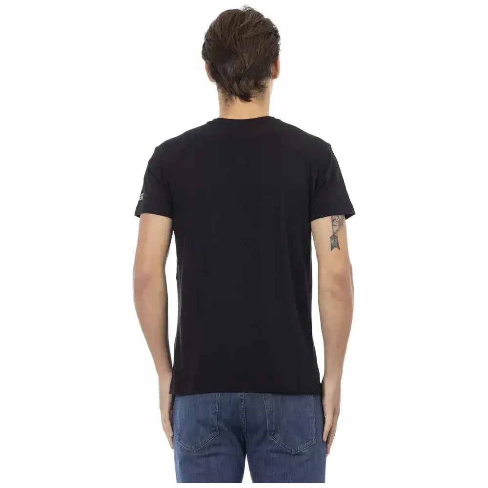Trussardi Action Black Cotton Men V-Neck T-Shirt