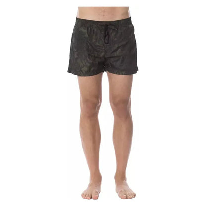 Roberto Cavalli Sport Army Polyester Men Swim Trunk