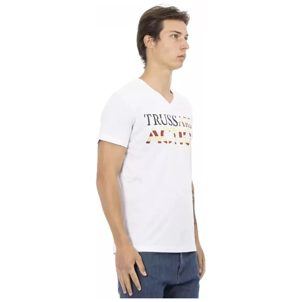 تي شيرت رجالي من القطن باللون الأبيض من Trussardi Action