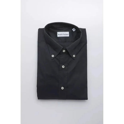 Robert Friedman Black Cotton Men's Shirt