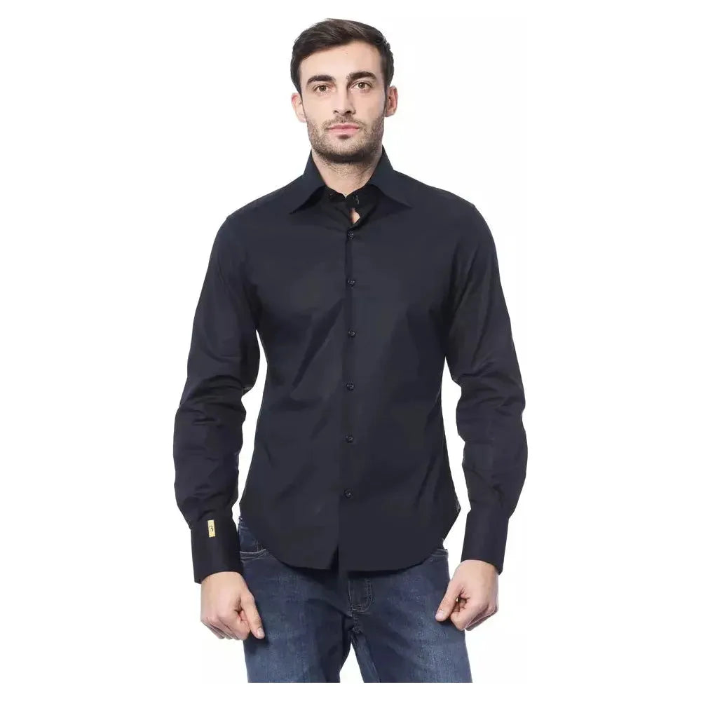 قميص رجالي من القطن باللون الأزرق من Billionaire Italian Couture