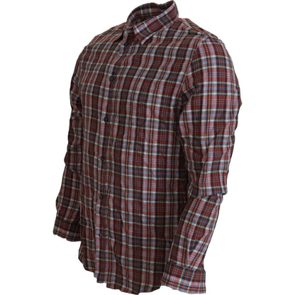 GF Ferre Multicolor Checkered Cotton Long Sleeves Casual Shirt