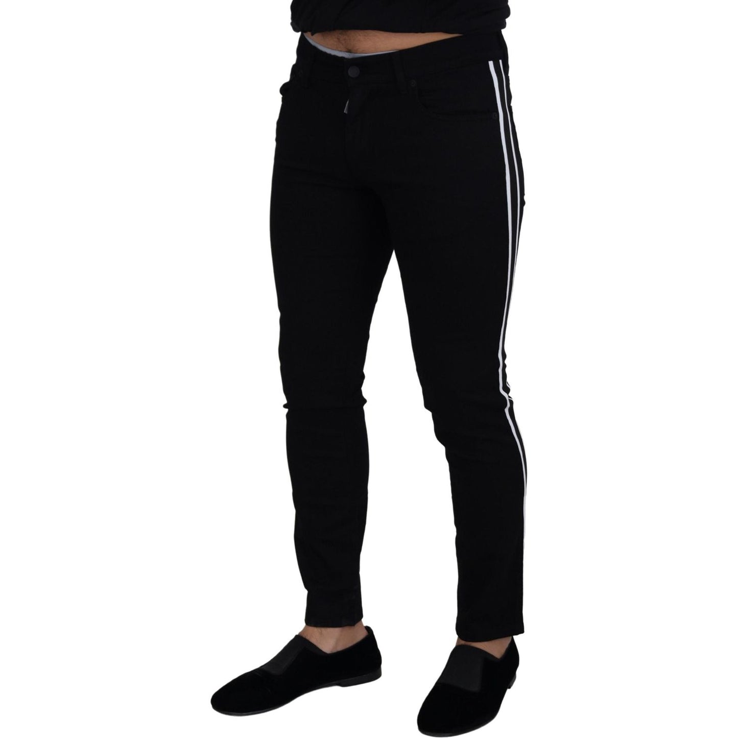 Dolce & Gabbana Black Cotton DG Crown Men Denim Jeans