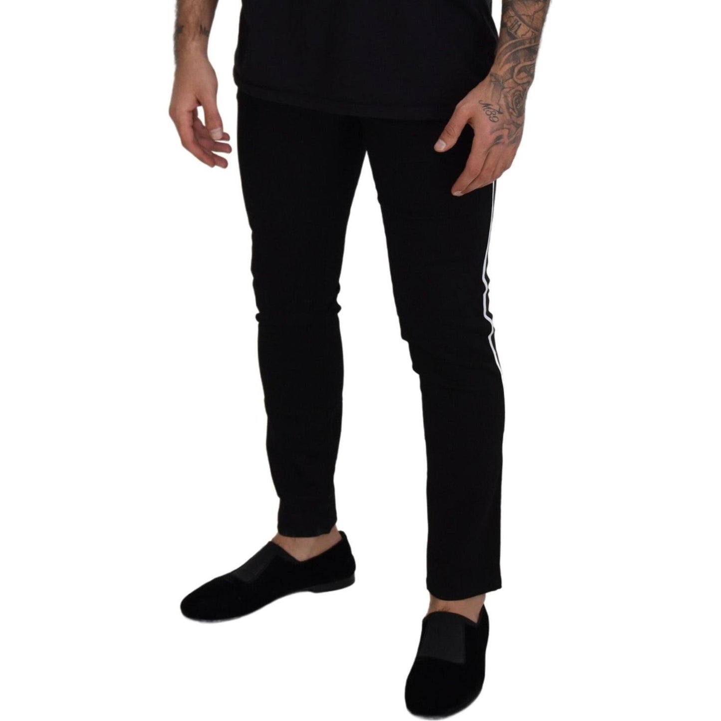 Dolce & Gabbana Black Cotton DG Crown Men Denim Jeans