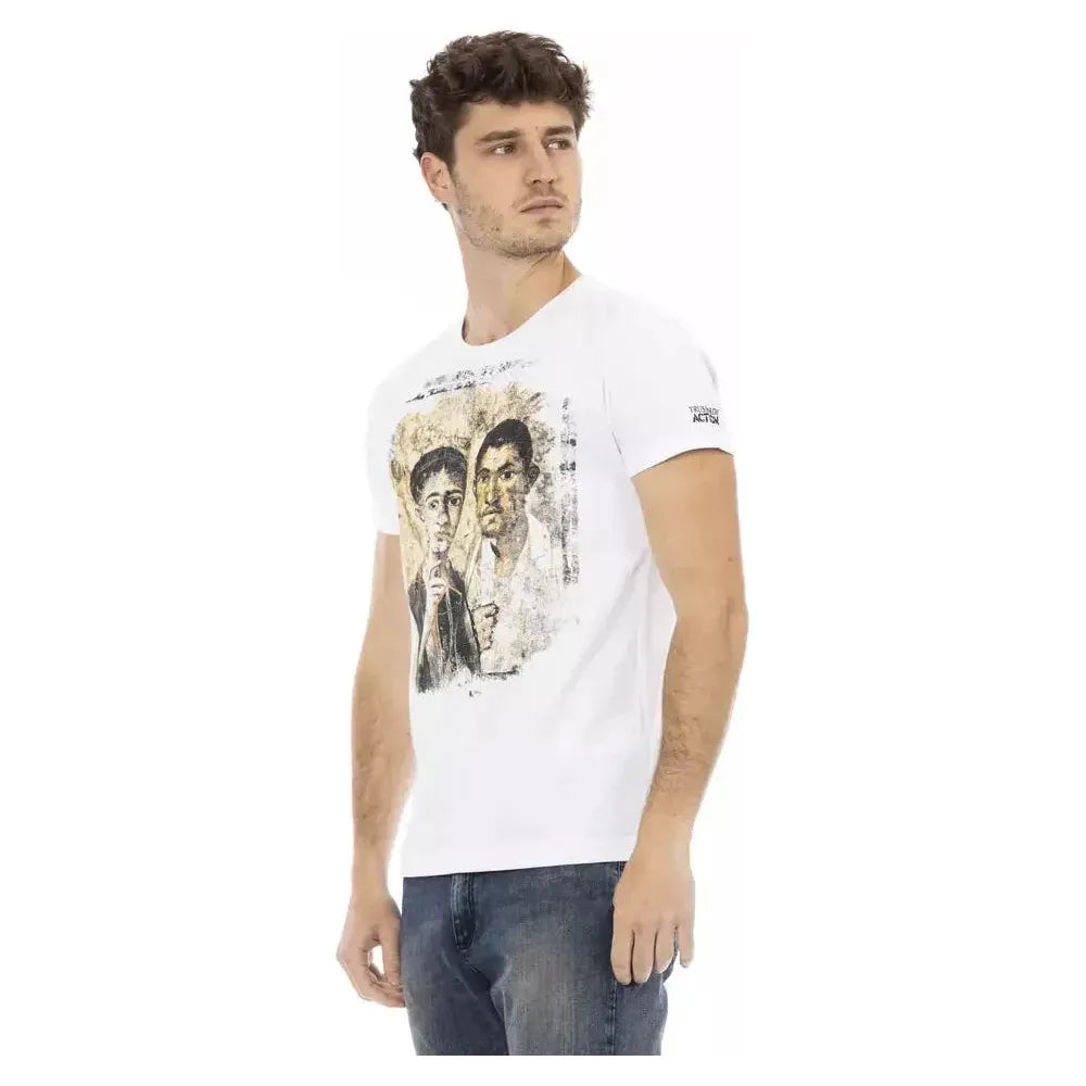 تي شيرت رجالي من القطن باللون الأبيض من Trussardi Action