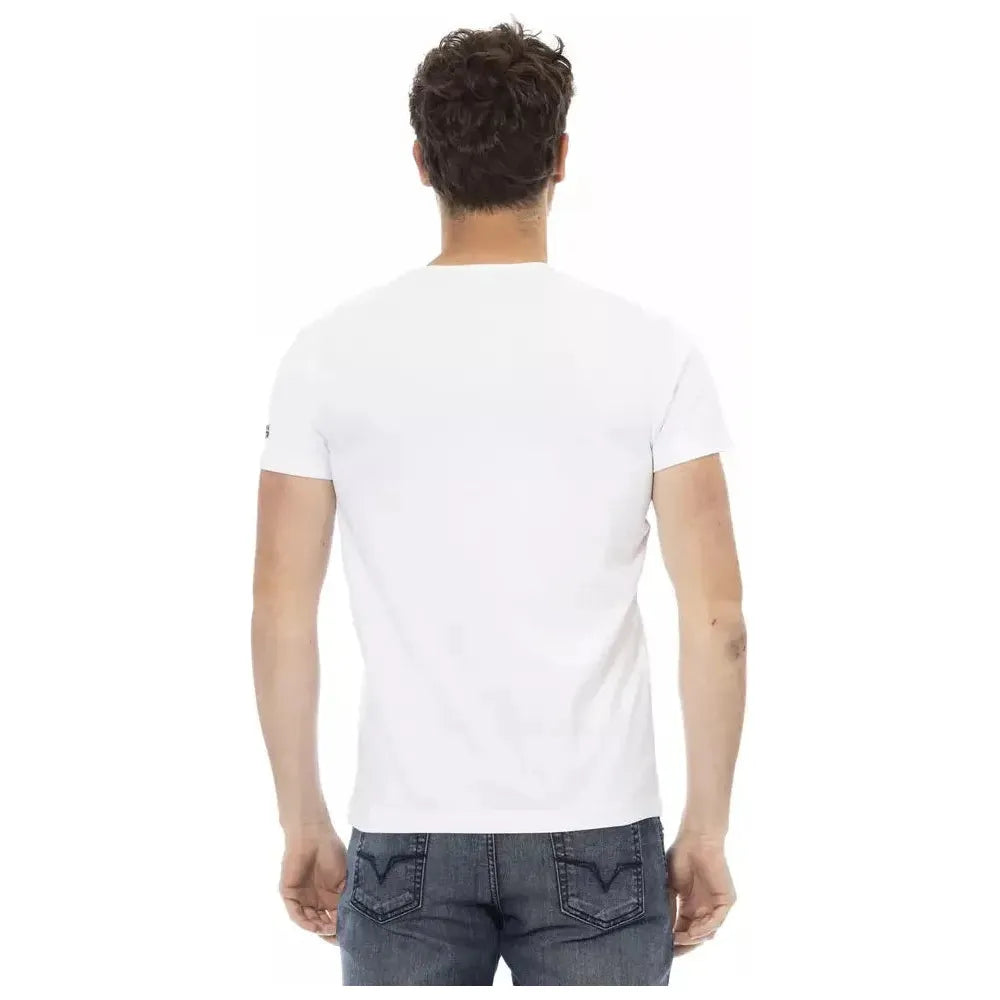 تي شيرت رجالي من القطن باللون الأبيض من Trussardi Action