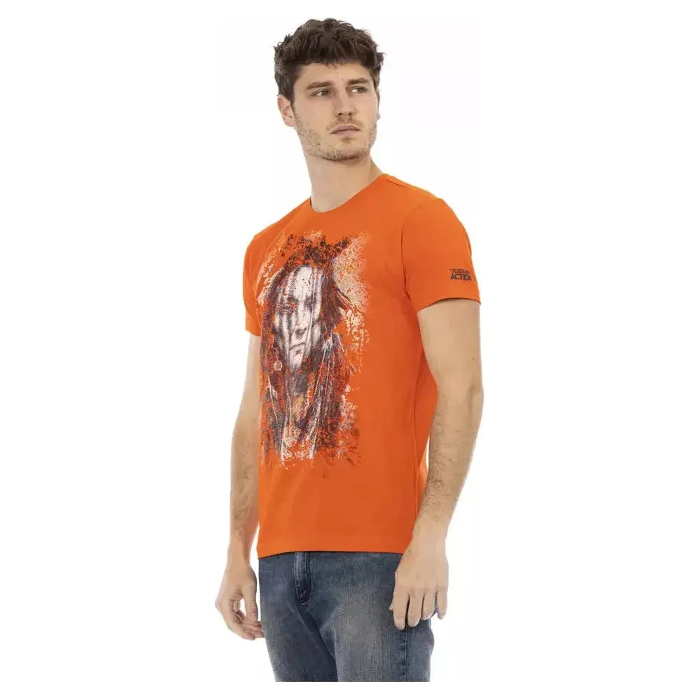تي شيرت رجالي من القطن باللون البرتقالي من Trussardi Action