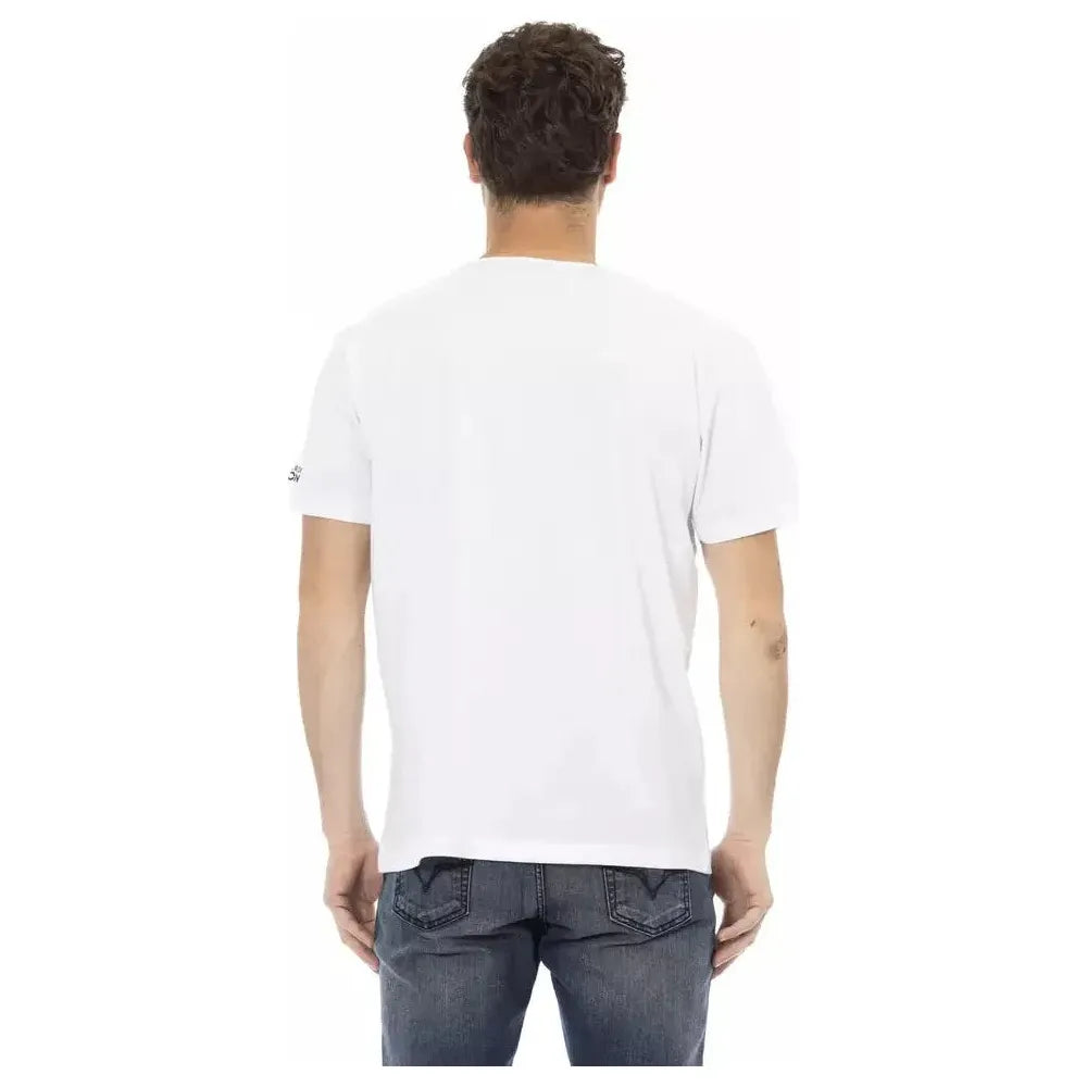 تي شيرت رجالي من القطن باللون الأبيض من Trussardi Action
