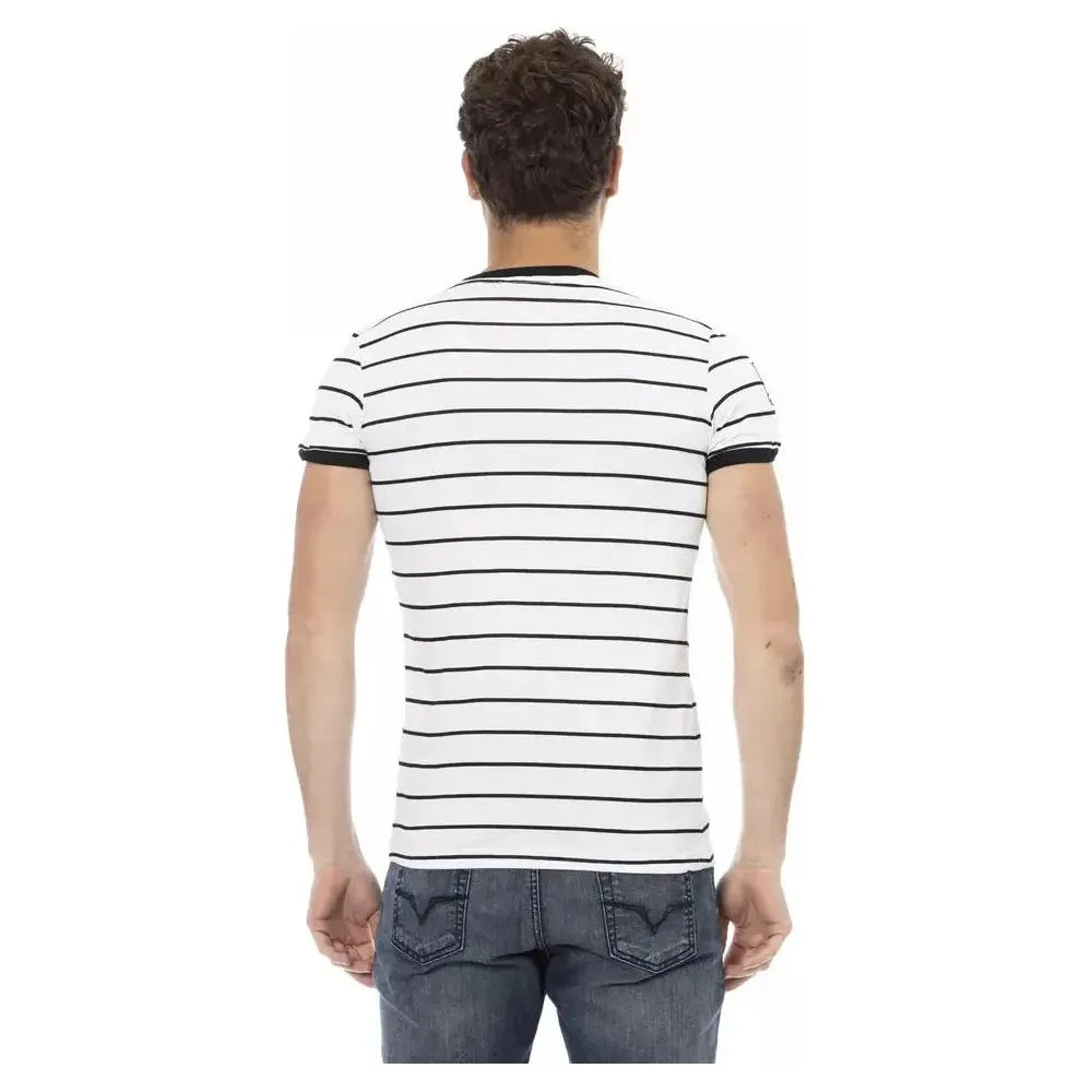 تي شيرت رجالي من القطن باللون الأبيض من Trussardi Action