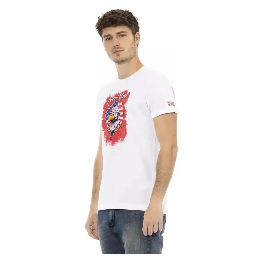 تي شيرت رجالي من القطن باللون الأبيض من Trussardi Action