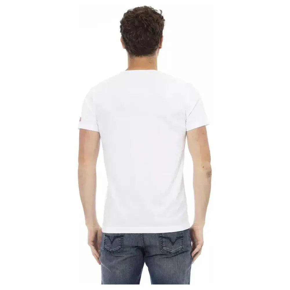 تي شيرت رجالي من القطن باللون الأبيض من Trussardi Action