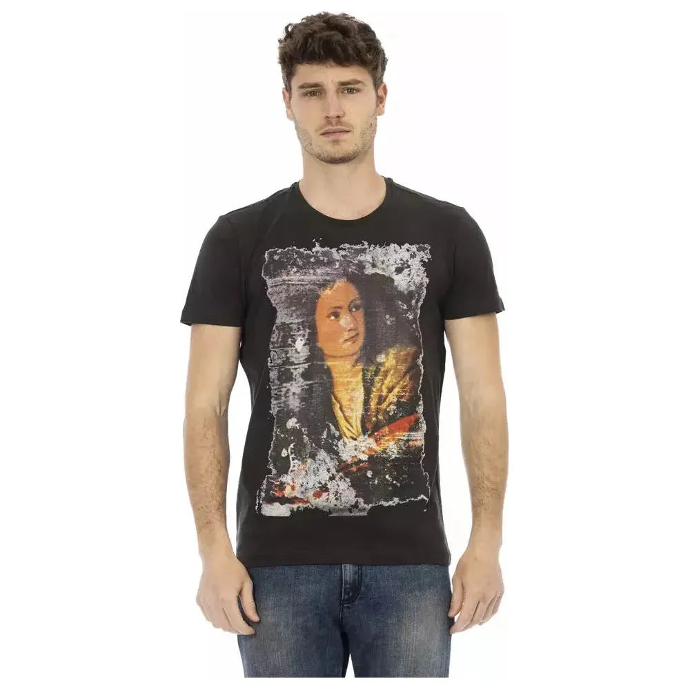 تي شيرت رجالي من القطن باللون الأسود من Trussardi Action