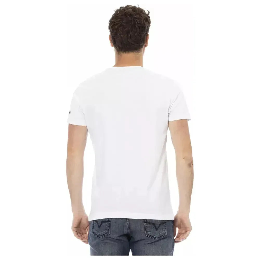 تي شيرت رجالي من القطن باللون الأبيض من Trussardi Action