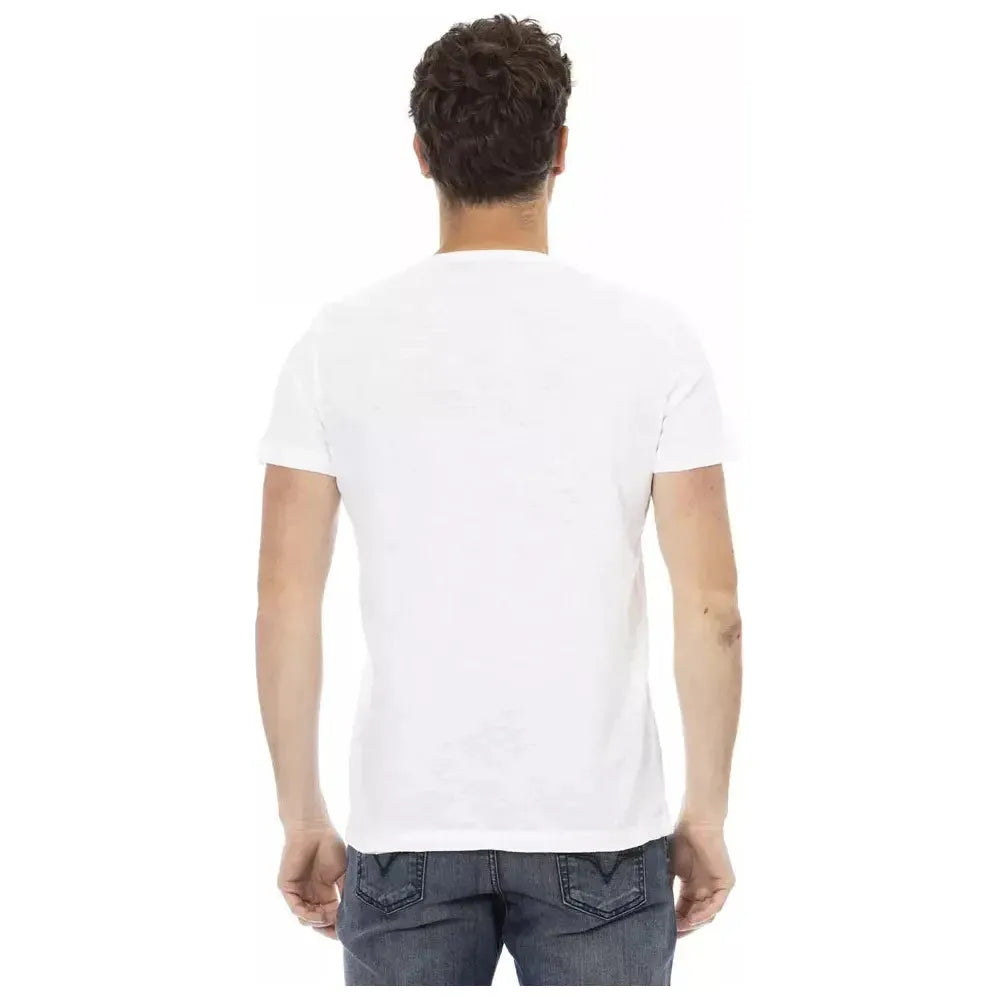 تي شيرت رجالي من القطن باللون الأبيض من Trussardi Action