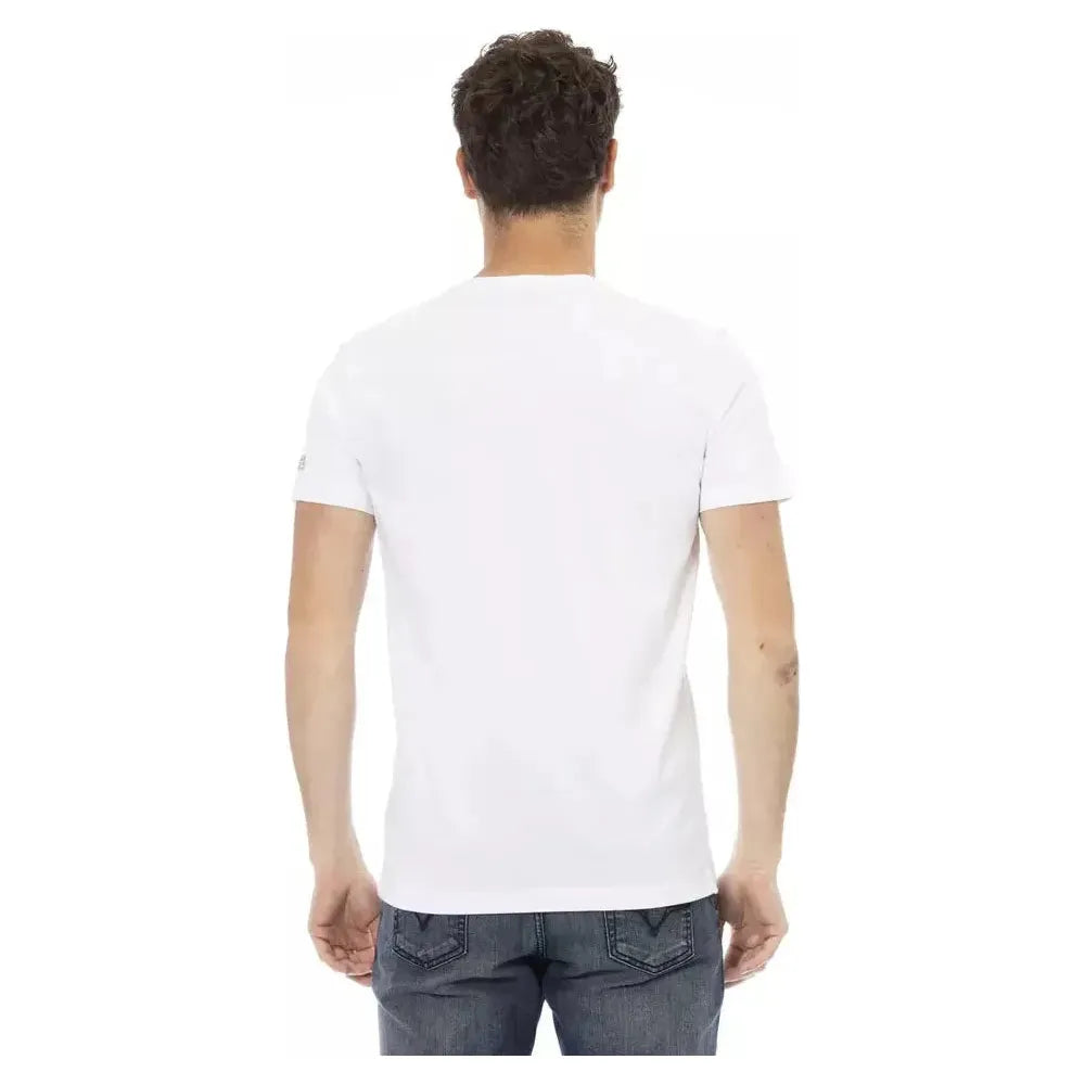 تي شيرت رجالي من القطن باللون الأبيض من Trussardi Action