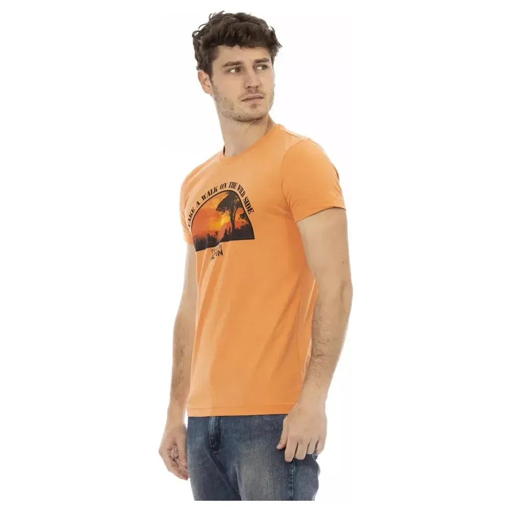 تي شيرت رجالي من القطن باللون البرتقالي من Trussardi Action
