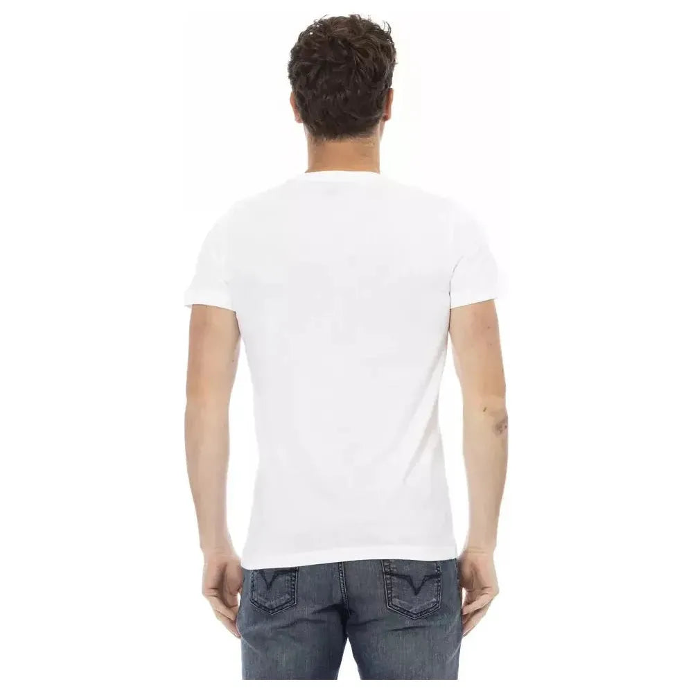 تي شيرت رجالي من القطن باللون الأبيض من Trussardi Action