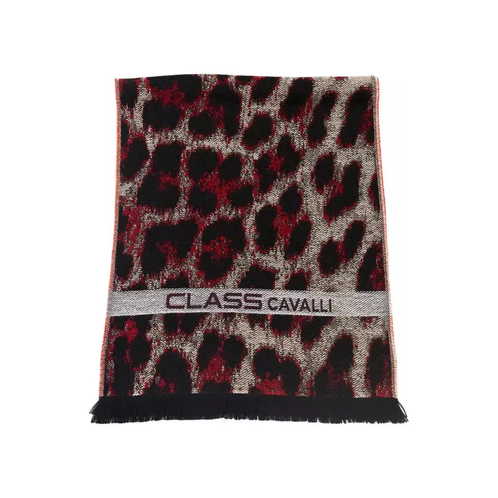 Cavalli Class Burgundy Wool Men Scarf Scarves