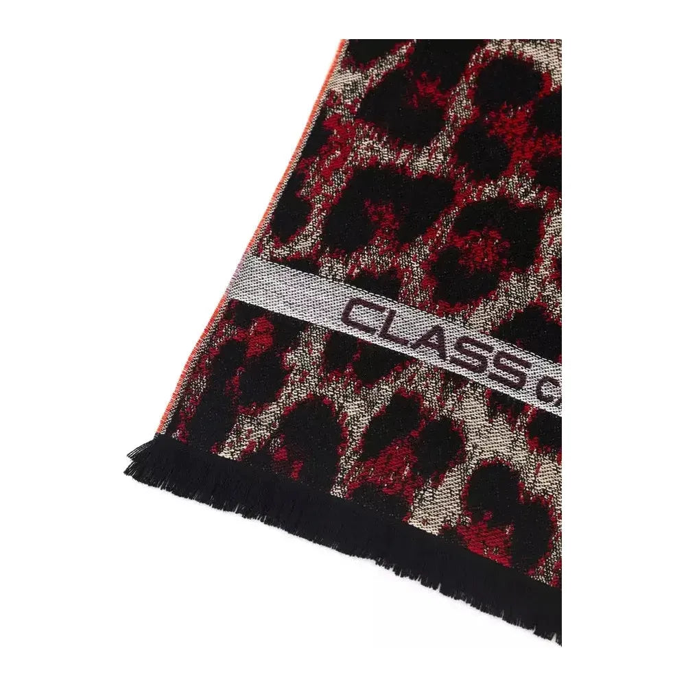 Cavalli Class Burgundy Wool Men Scarf Scarves