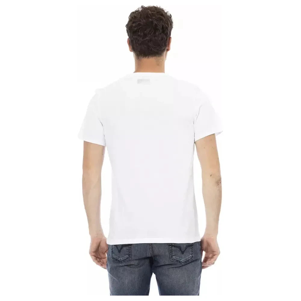 تي شيرت بيكمبرجز الأنيق ذو الطباعة الأمامية باللون الأبيض