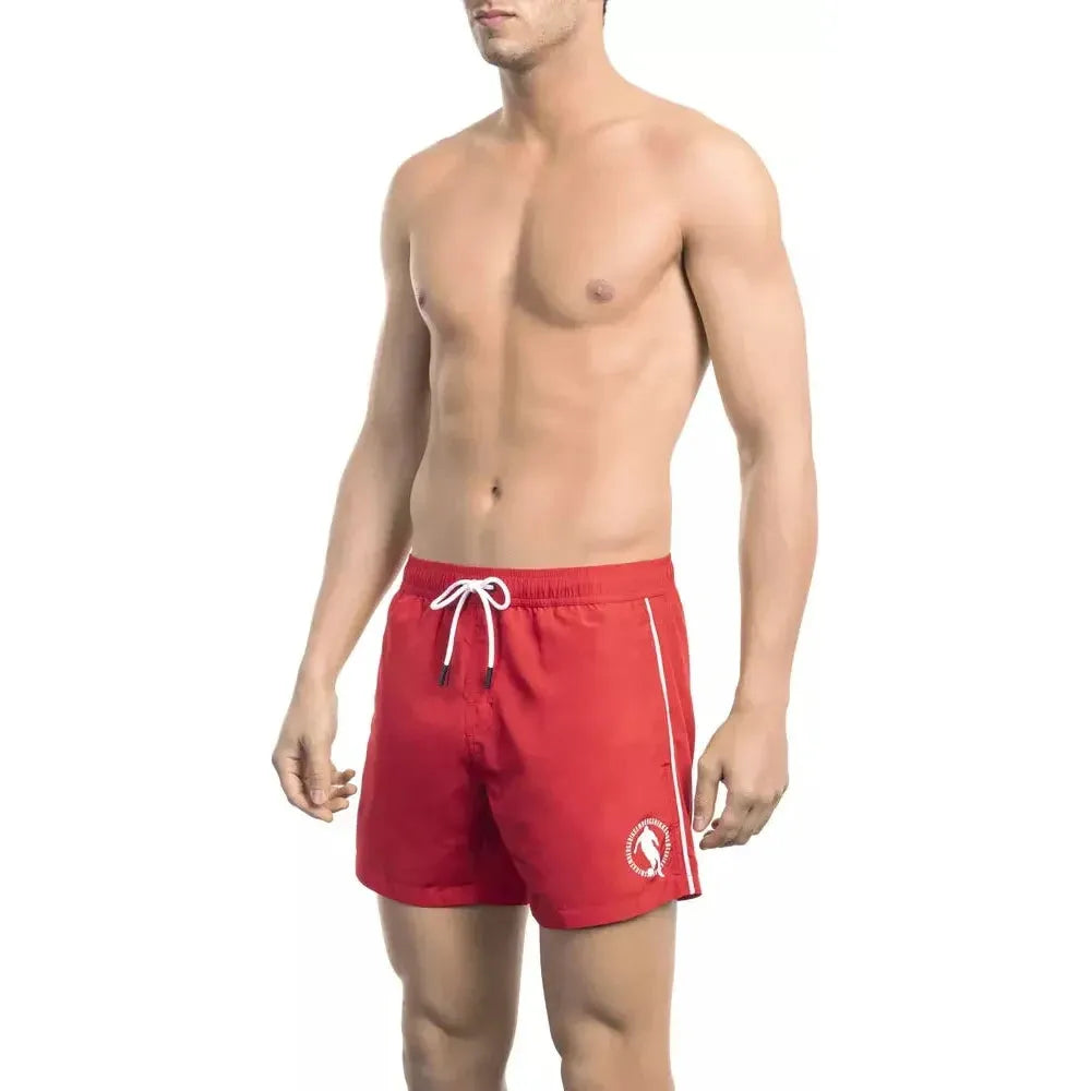 Bikkembergs Red Polyester Men Swim Short BI-22024-S