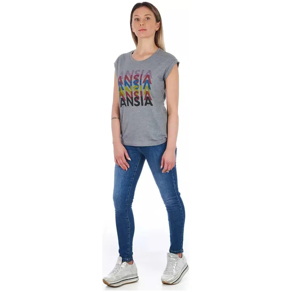 Frankie Morello Gray Cotton T-Shirt