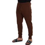 Dolce & Gabbana Brown Cashmere Men Drawstring Jogger Pants
