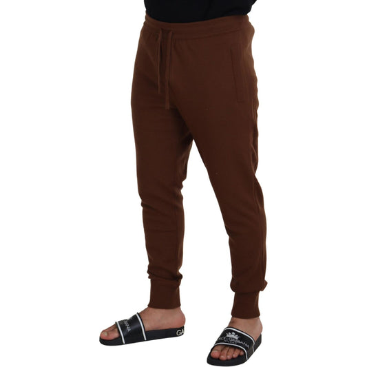 Dolce & Gabbana Brown Cashmere Men Drawstring Jogger Pants PAN73231 - 56