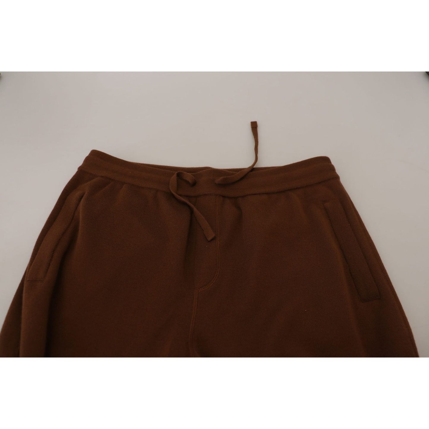 Dolce & Gabbana Brown Cashmere Men Drawstring Jogger Pants