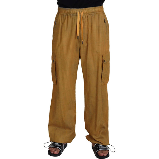 Dolce & Gabbana Brown Linen Drawstring Cargo Pants PAN73232 - 48