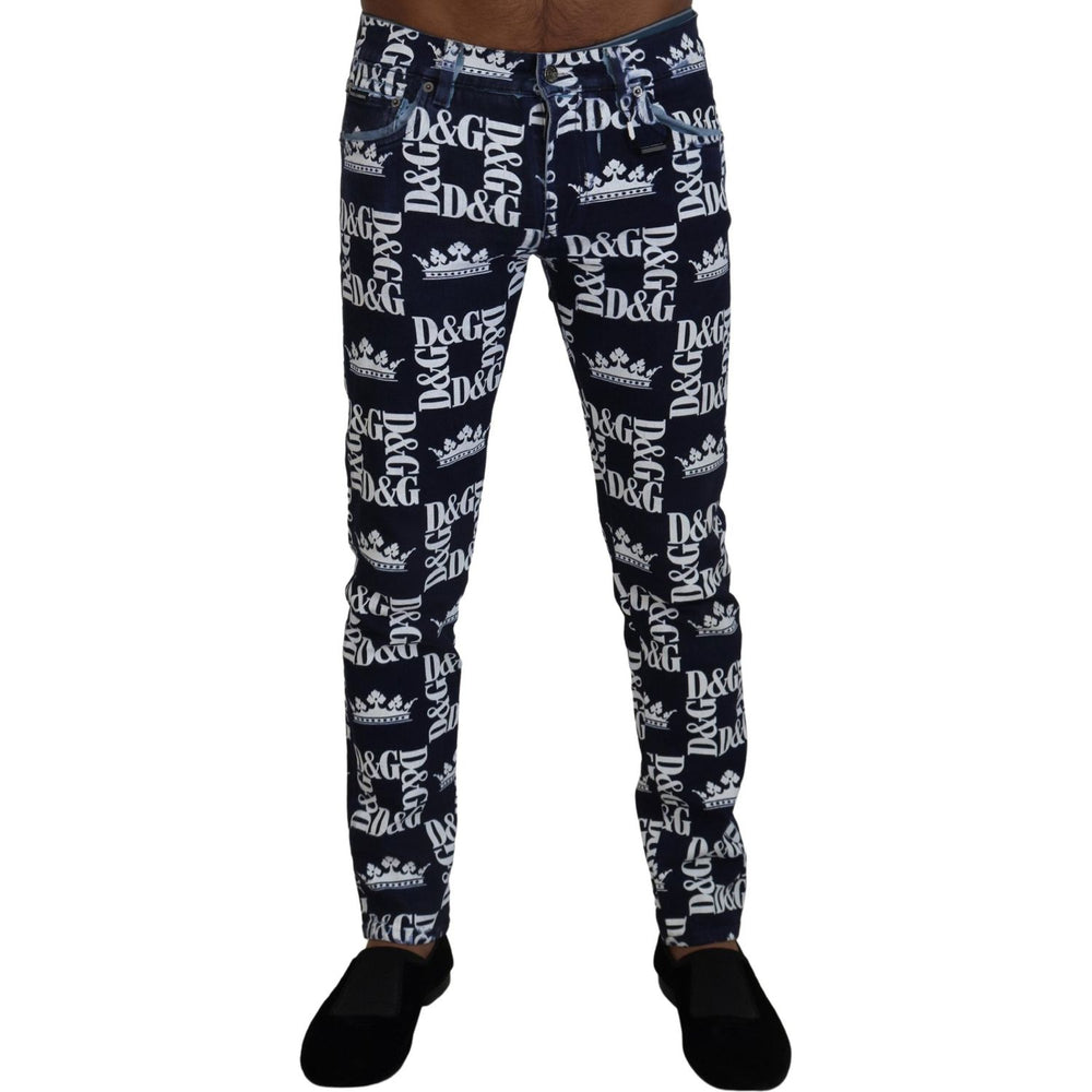 Dolce & Gabbana Blue Cotton DG Crown Skinny Denim Jeans