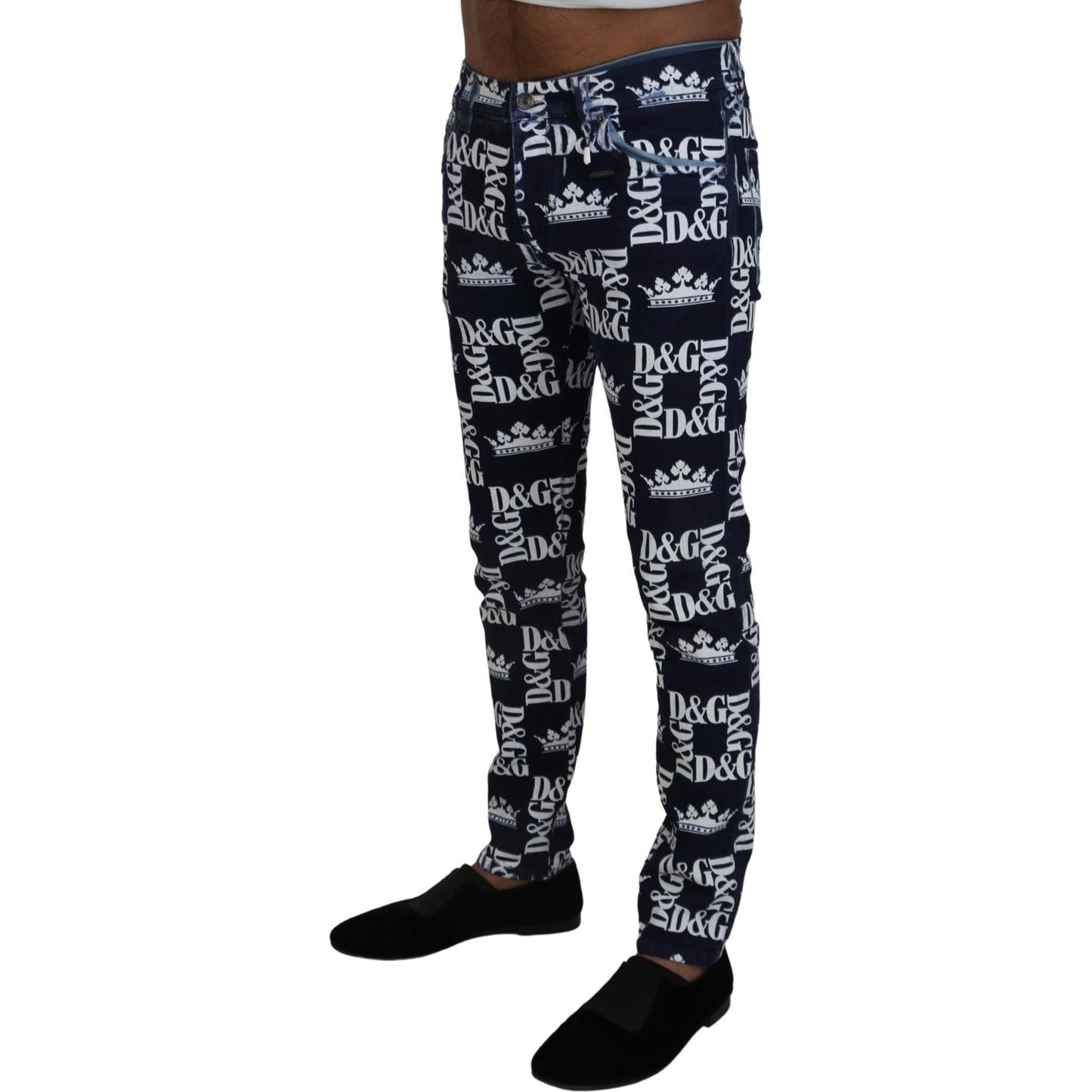 Dolce & Gabbana Blue Cotton DG Crown Skinny Denim Jeans