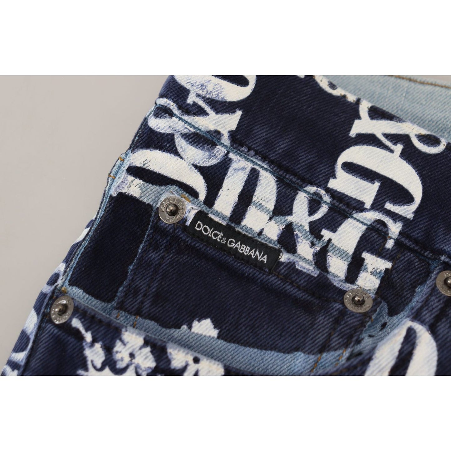 Dolce & Gabbana Blue Cotton DG Crown Skinny Denim Jeans