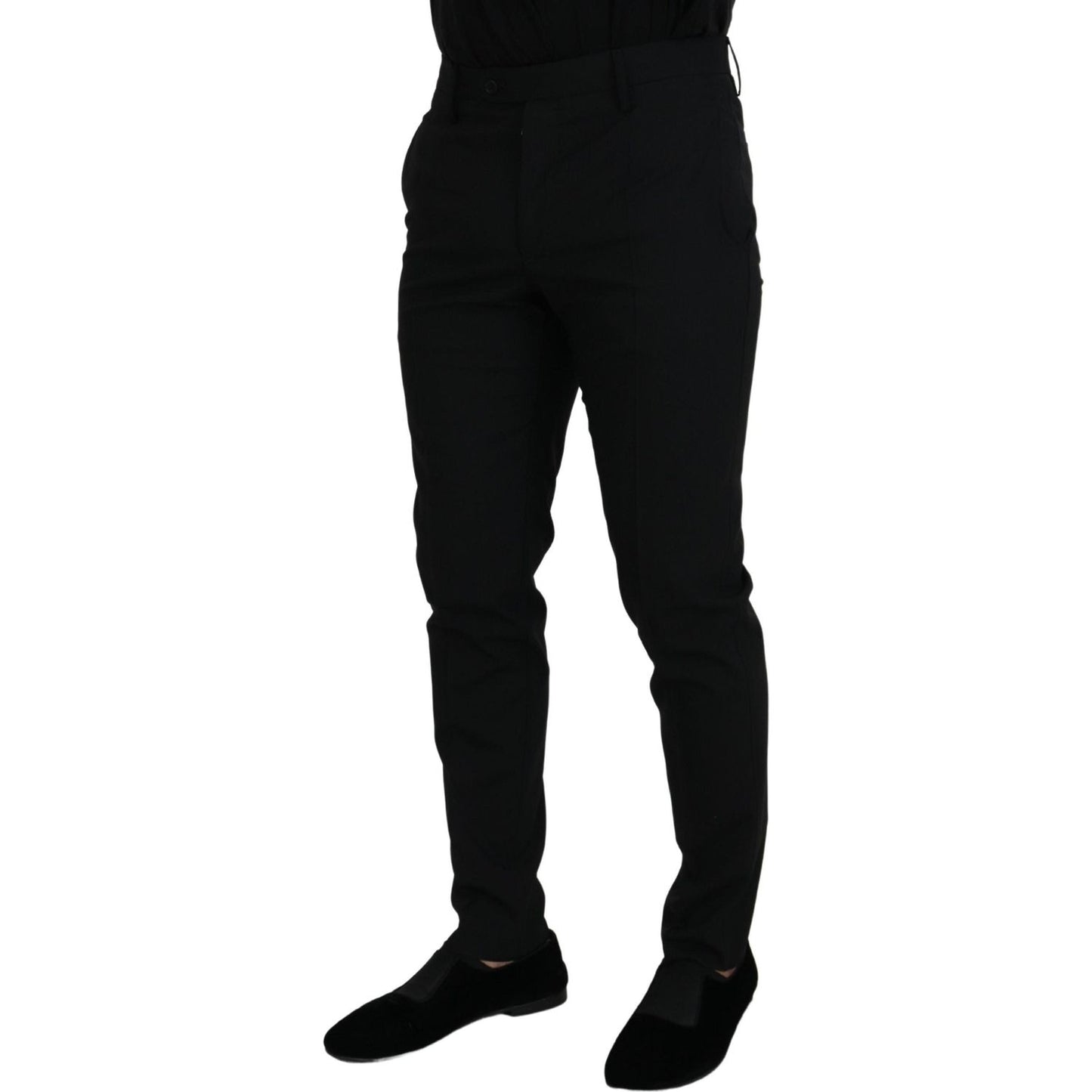 Dolce & Gabbana Black Polyester Chino Formal Pants