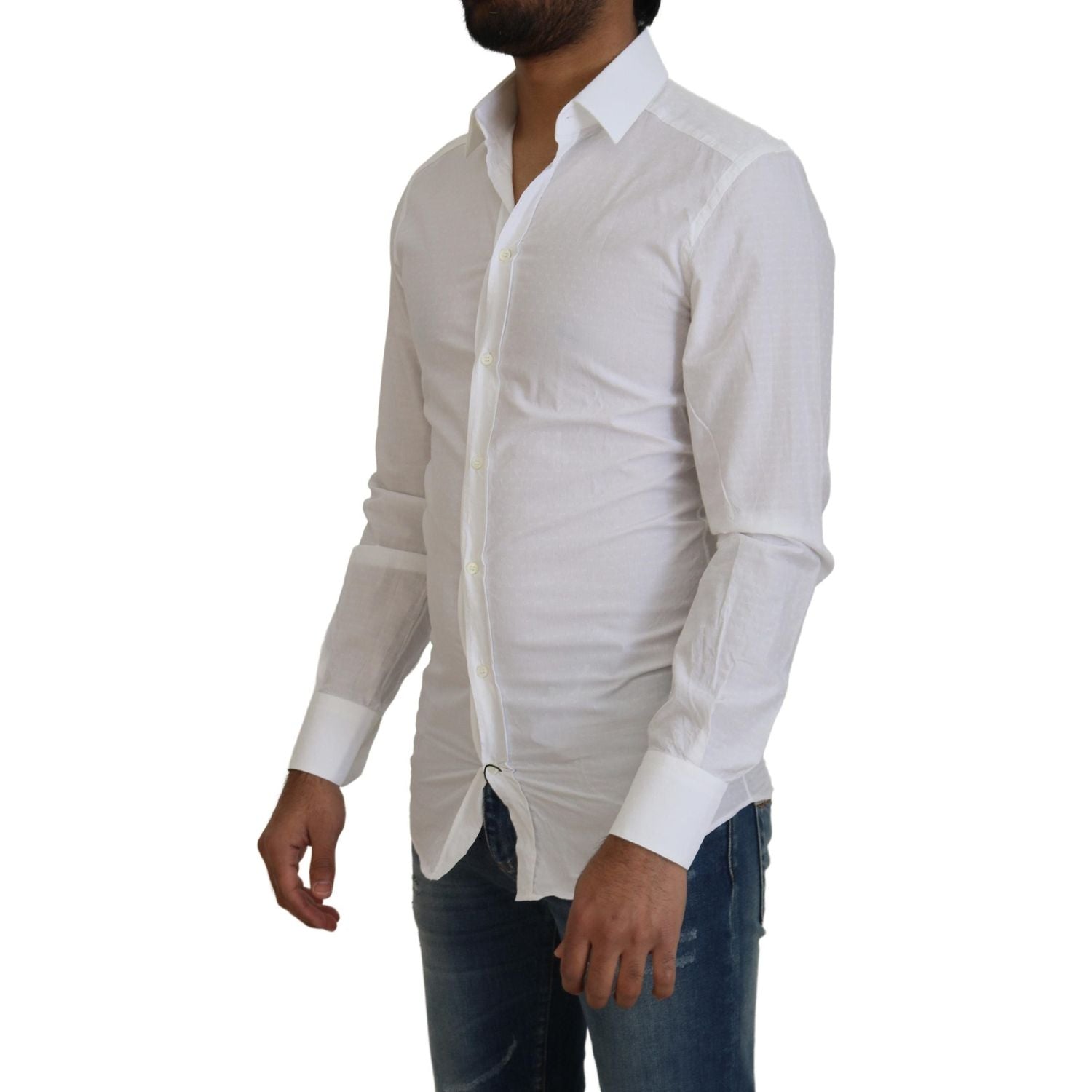 قميص دولتشي آند غابانا الأنيق المصنوع من القطن باللون الأبيض بقصّة Slim Fit