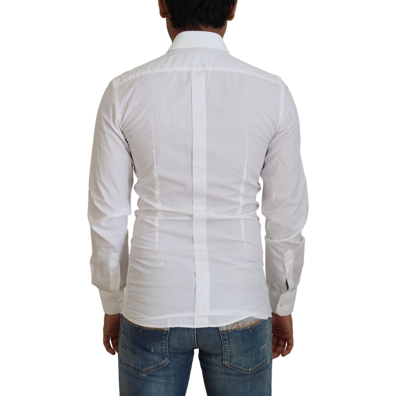 قميص دولتشي آند غابانا الأنيق المصنوع من القطن باللون الأبيض بقصّة Slim Fit