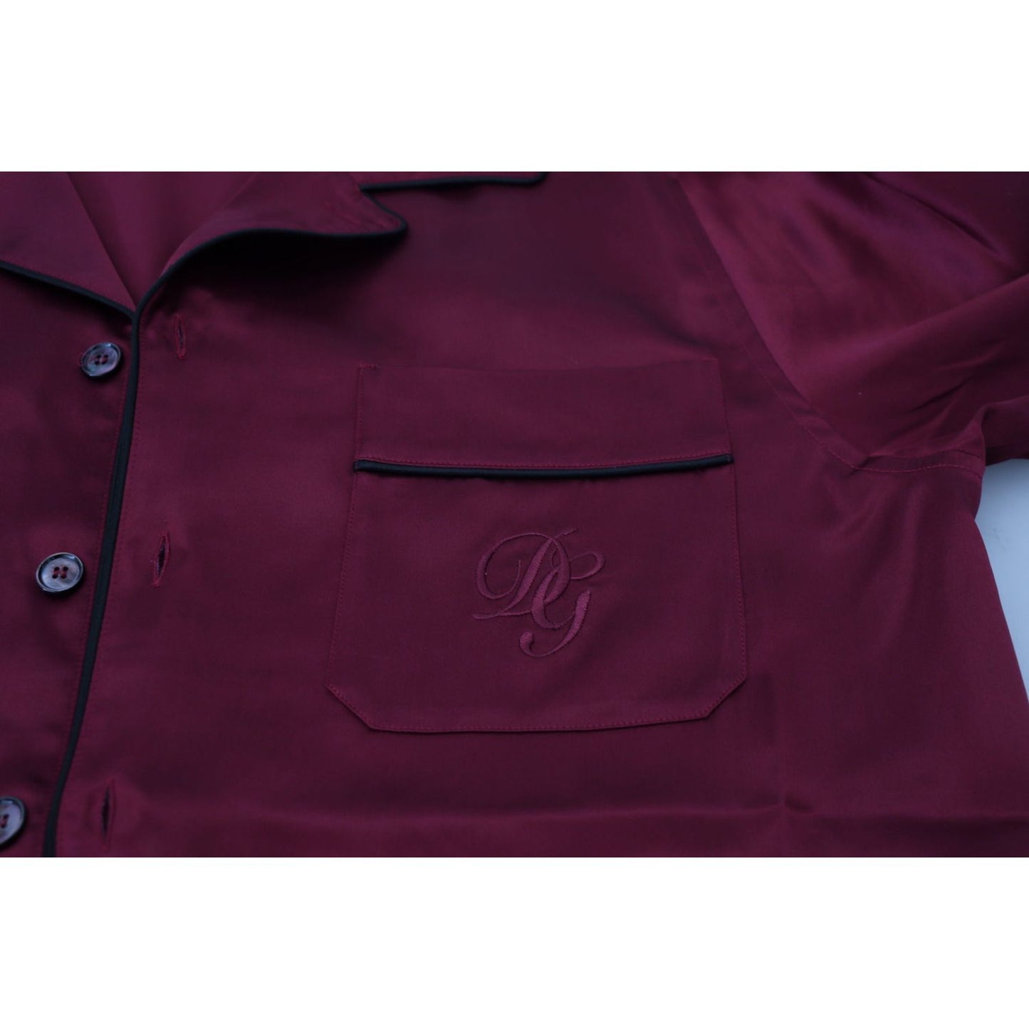 Dolce & Gabbana Red Silk Lounge Top Pajama Sleepwear Shirt