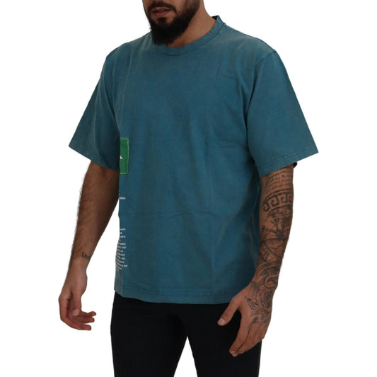 Dolce & Gabbana Blue Logo Print Crewneck Cotton T-shirt