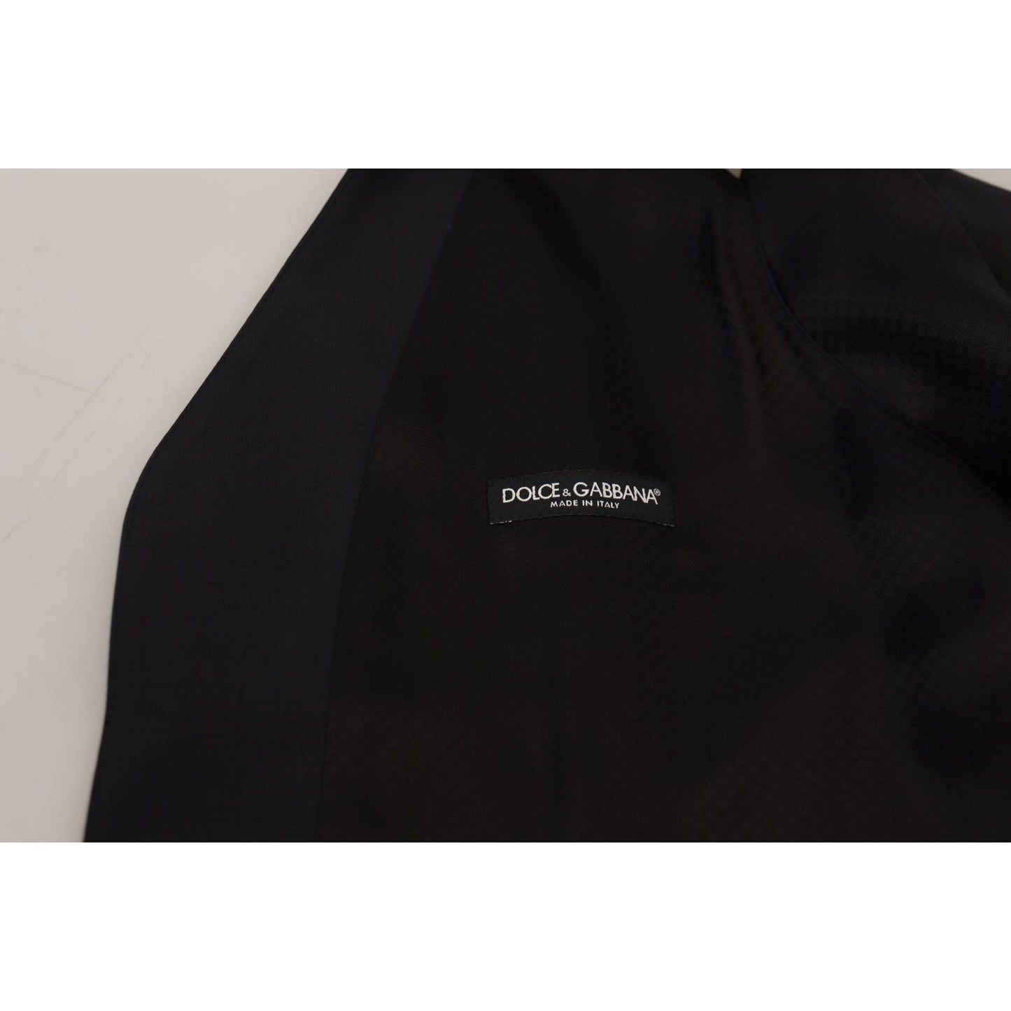 Dolce & Gabbana Black Wool Stretch Waistcoat Formal Vest