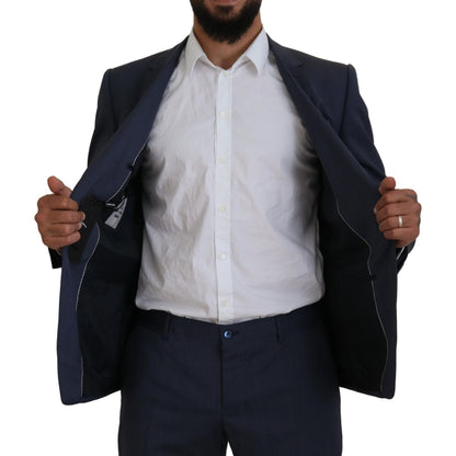Dolce & Gabbana Blue Wool MARTINI 2 Piece Slim Fit Suit