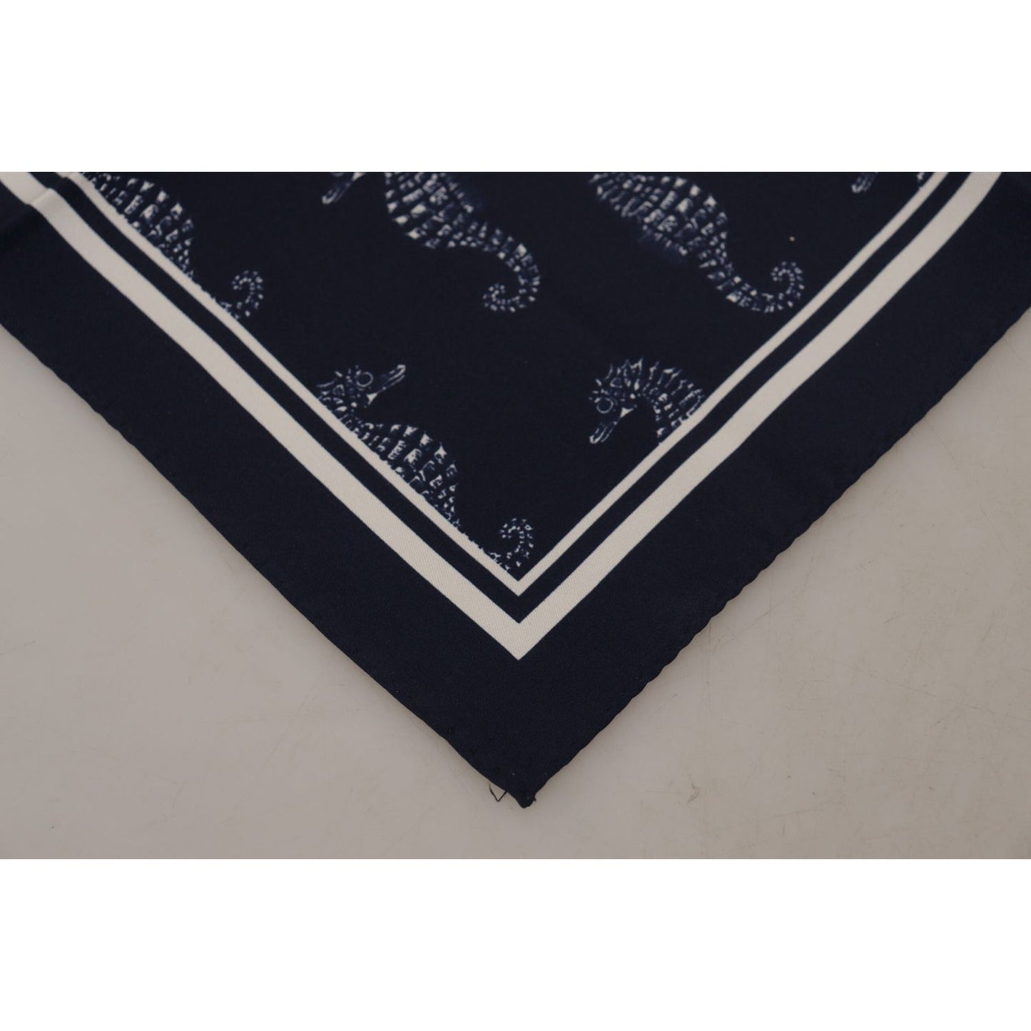 Dolce & Gabbana Blue Seahorse DG Printed Square Handkerchief Scarf