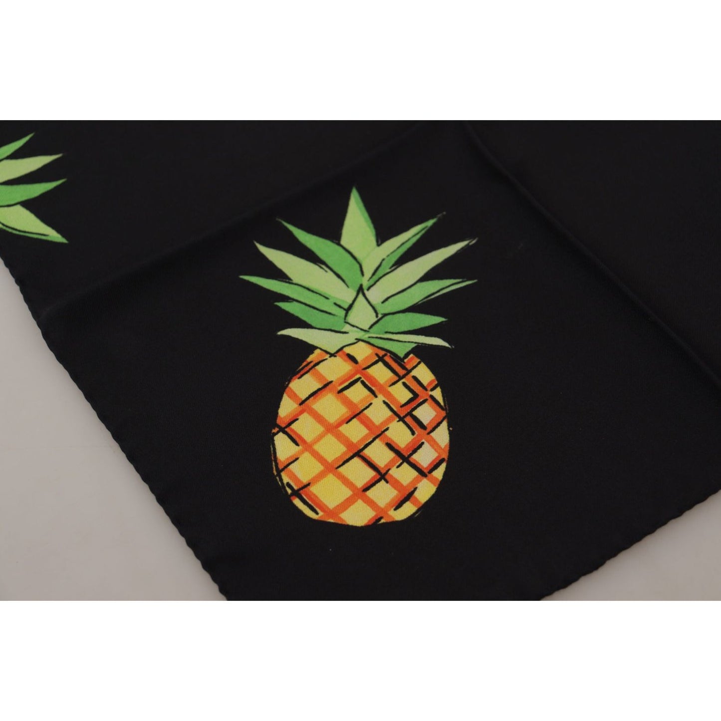 Dolce & Gabbana Black Pineapple Printed Square Handkerchief Scarf
