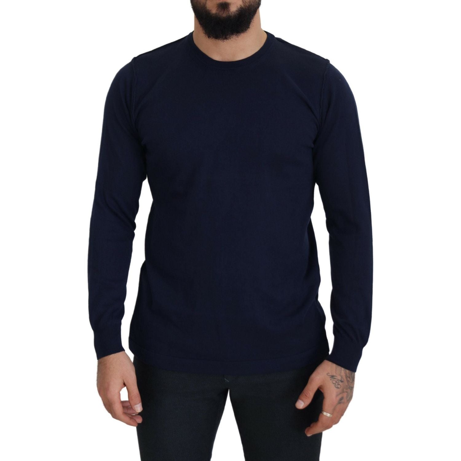 باولو بيكورا ميلانو أصيلة Crewneck سترة صوفية زرقاء