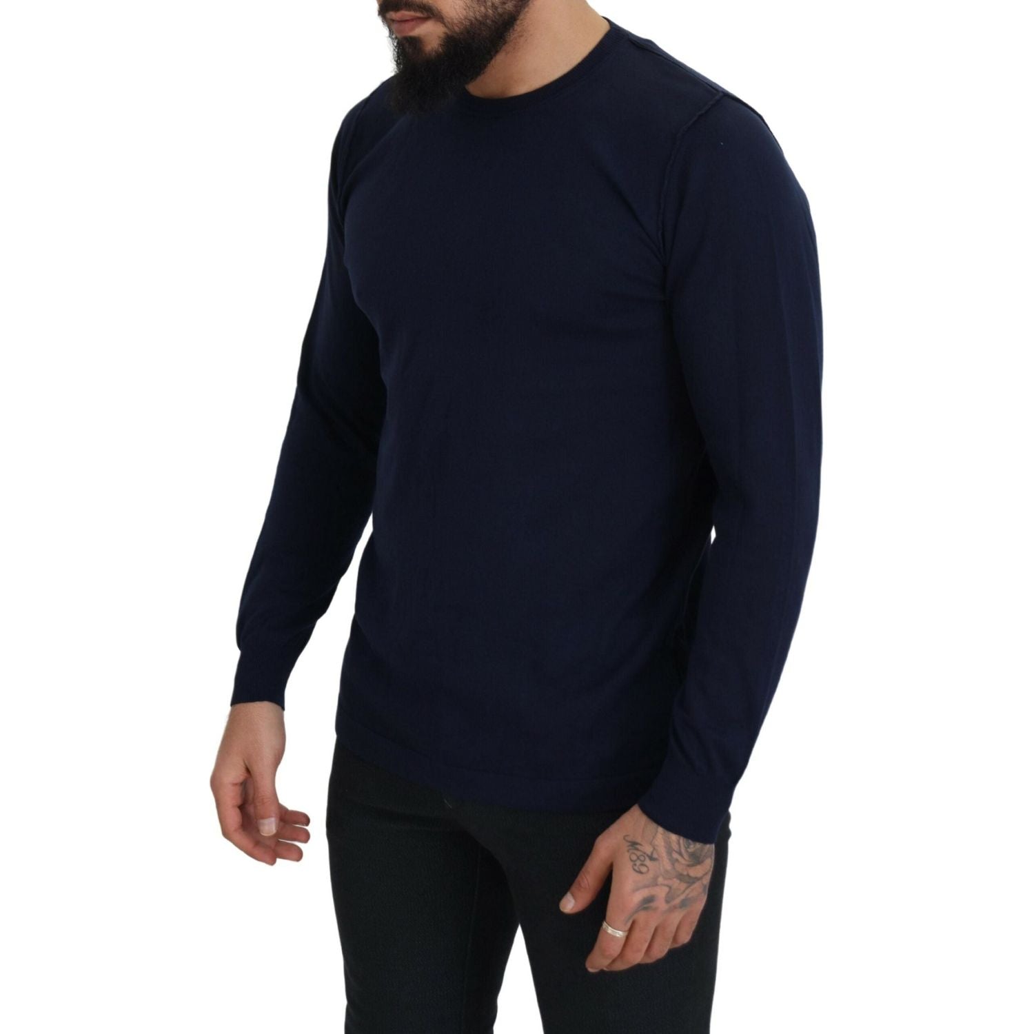 باولو بيكورا ميلانو أصيلة Crewneck سترة صوفية زرقاء