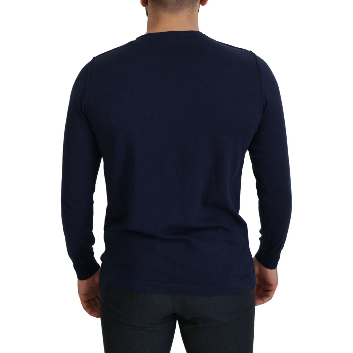 باولو بيكورا ميلانو أصيلة Crewneck سترة صوفية زرقاء